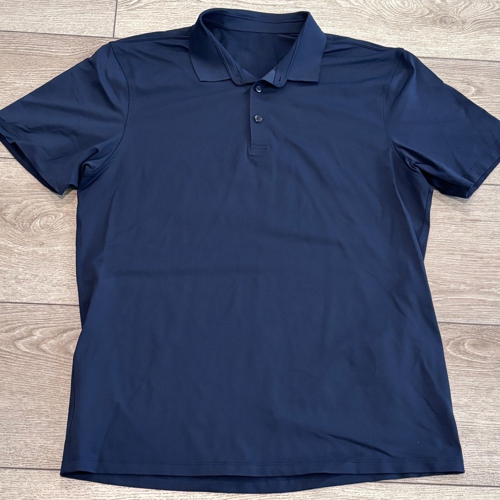 Lululemon Evolution Polo Shirt Mens XL Navy Blue Golf Athletic Preppy Casual
